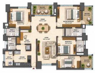 Sobha Parq City 4 BHK floor plan